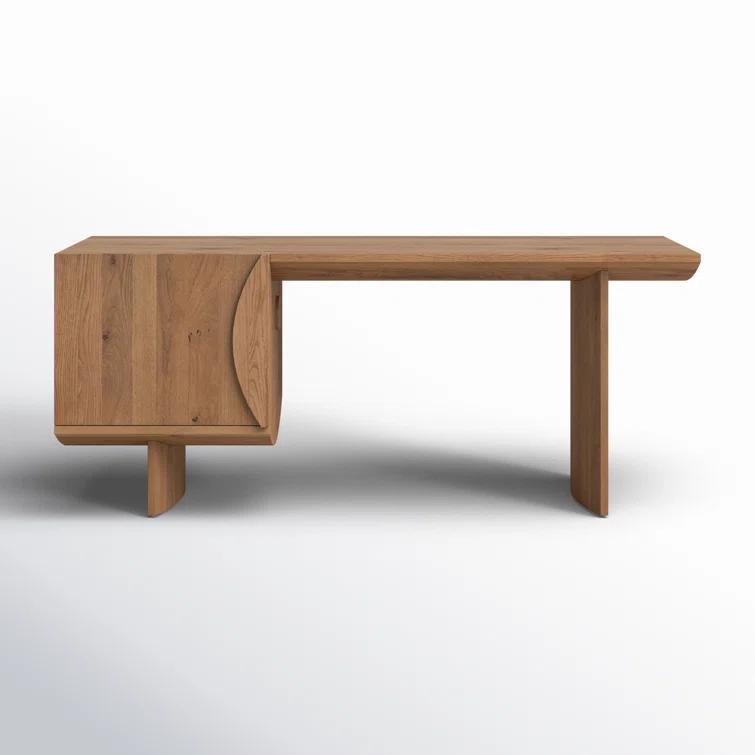 Contemporary Modern Home Office Desk in Warm Grey-Brown Oak Veneer