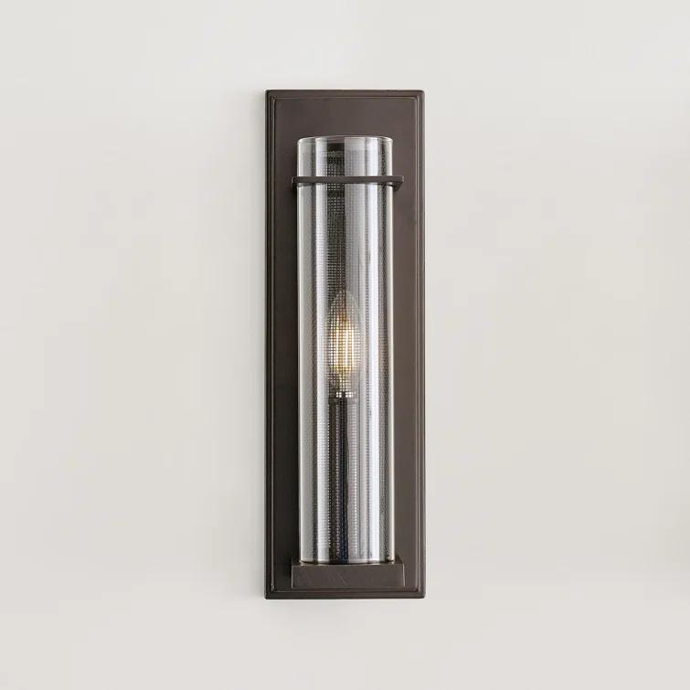 Antique Bronze Silo Dimmable Cylinder Sconce with Clear Glass