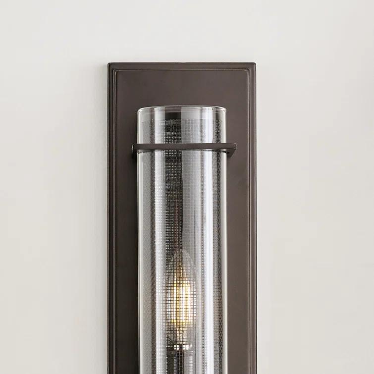 Antique Bronze Silo Dimmable Cylinder Sconce with Clear Glass