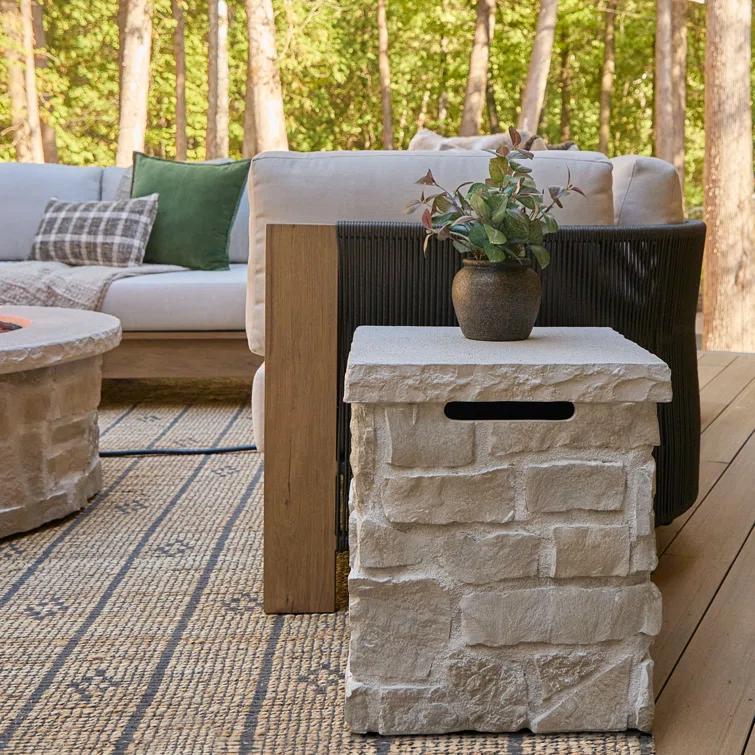 Real Flame Scottsdale Stone Propane Tank Cover And Side Table In Beige By Real Flame