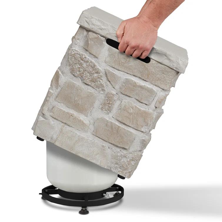 Real Flame Scottsdale Stone Propane Tank Cover And Side Table In Beige By Real Flame