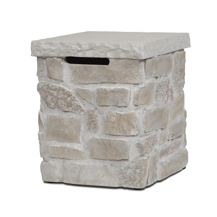 Real Flame Scottsdale Stone Propane Tank Cover And Side Table In Beige By Real Flame