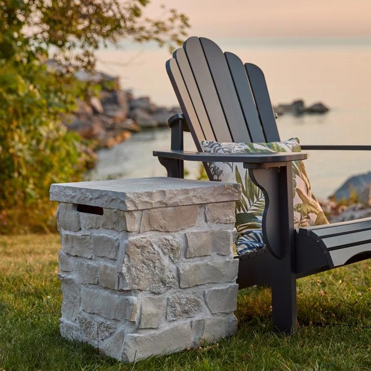 Real Flame Scottsdale Stone Propane Tank Cover And Side Table In Beige By Real Flame