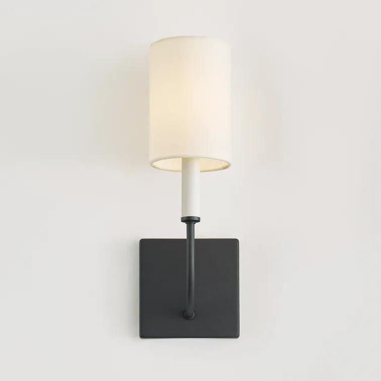 Midnight Black and White Linen Wall Sconce