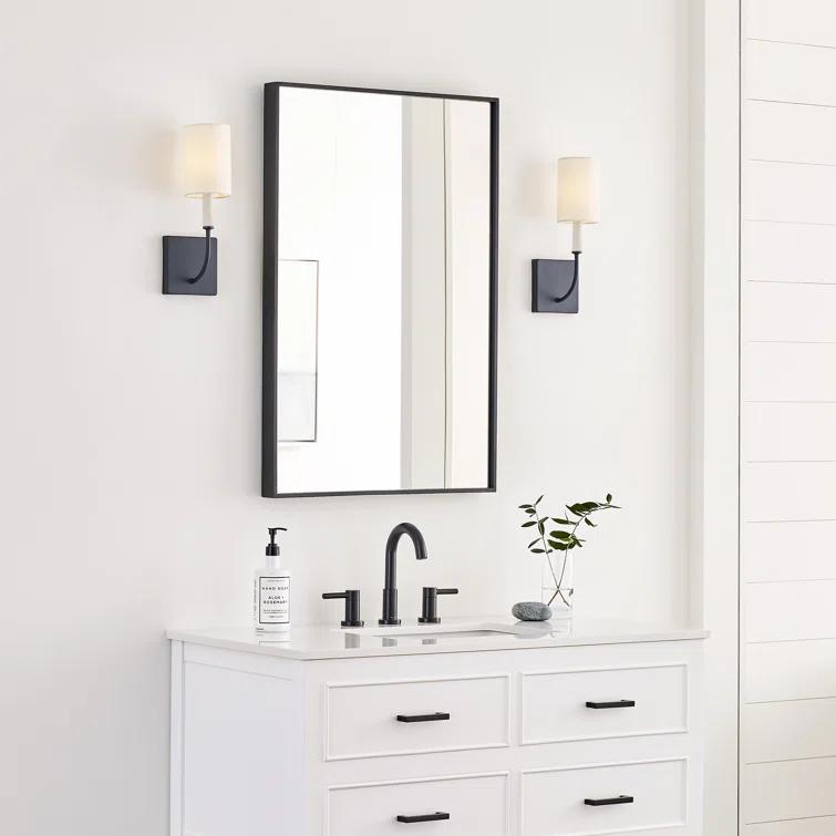 Midnight Black and White Linen Wall Sconce