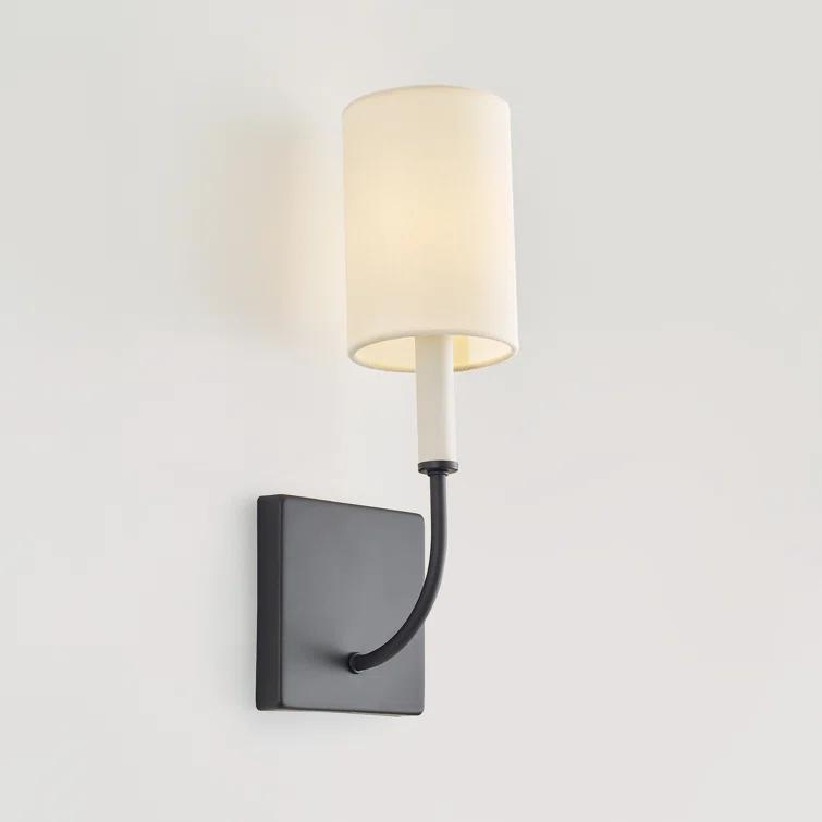 Midnight Black and White Linen Wall Sconce