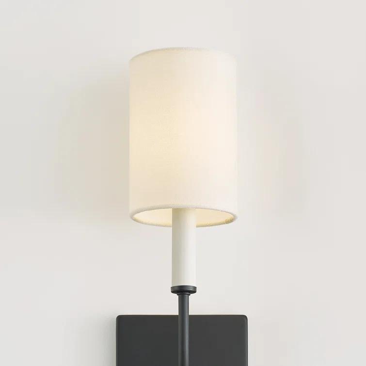 Midnight Black and White Linen Wall Sconce