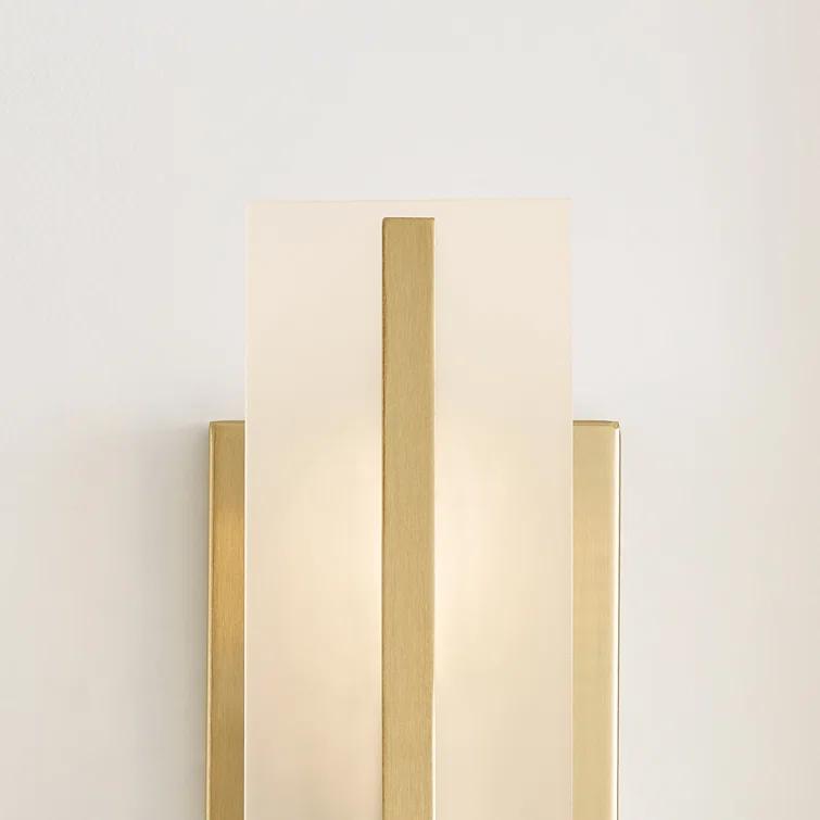 Satin Brass One-Light Vanity Sconce with Etched Glass