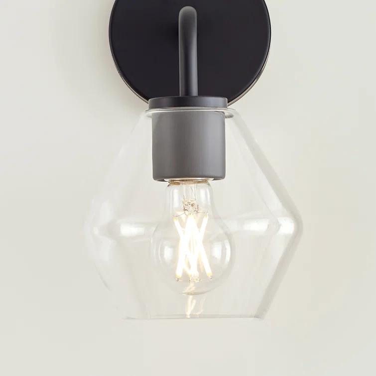 Rooks Single Light Glass Steel Dimmable Armed Sconce