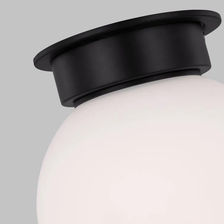Midnight Black and Milk White Glass Globe Flush Mount Light