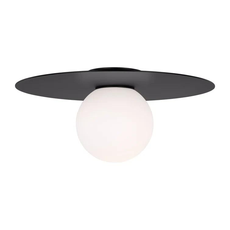 Midnight Black and Milk White Glass Globe Flush Mount Light