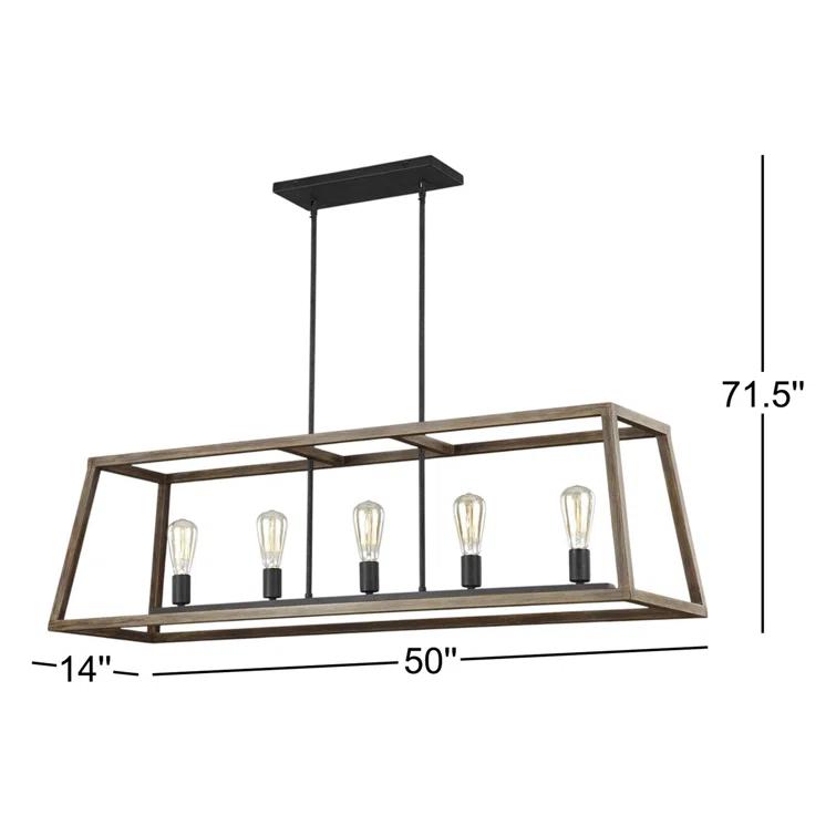 Buford Iron & Wood Linear Chandelier (50")