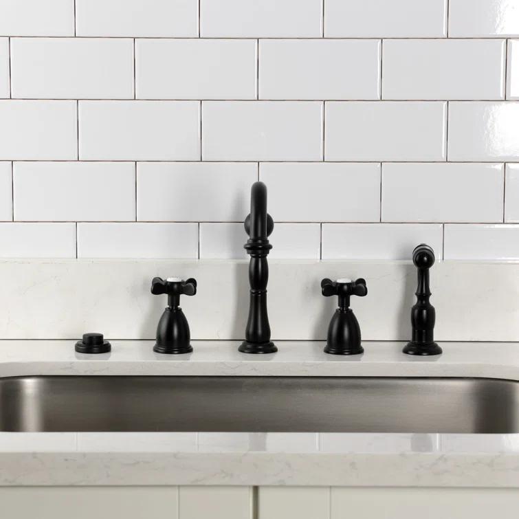 Kingston Brass Essex Double-Handle 3-Hole Widespread Kitchen Faucet
