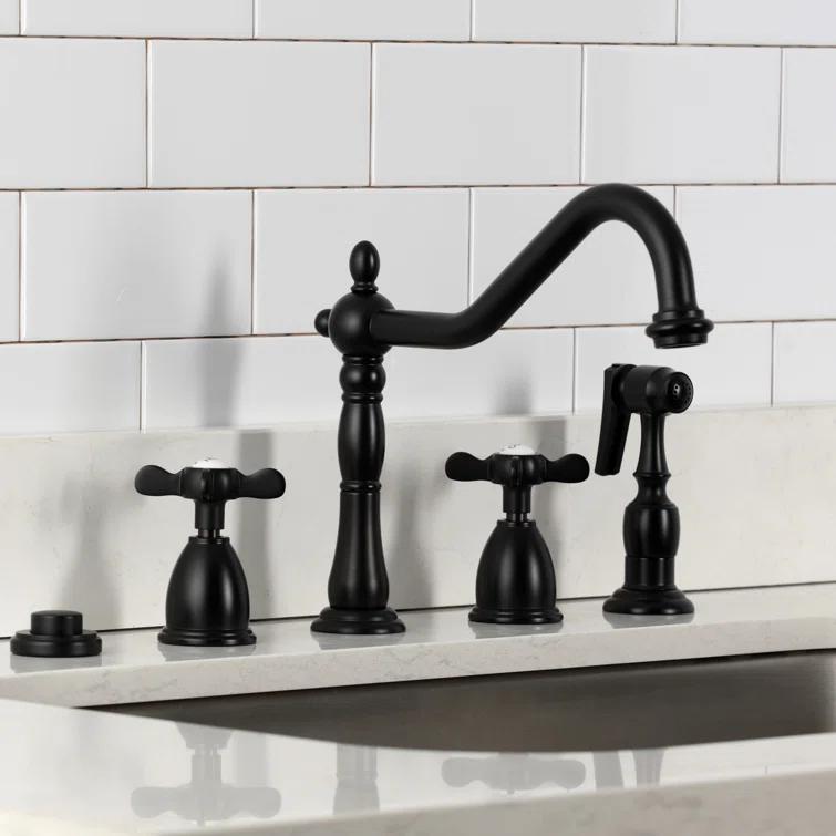 Kingston Brass Essex Double-Handle 3-Hole Widespread Kitchen Faucet