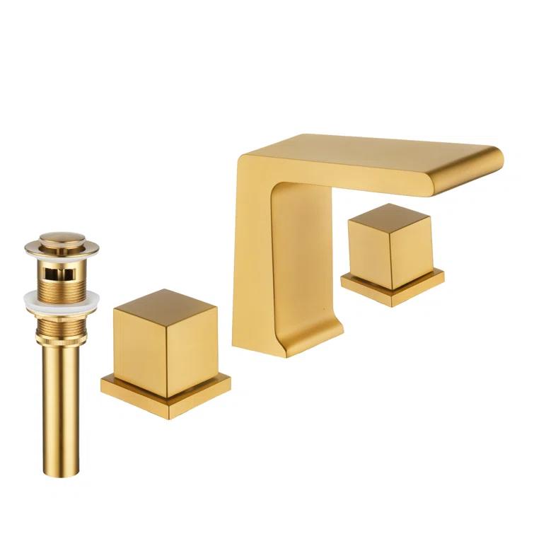 Widespread Faucet 2-Handle Bathroom Faucet with 3 Holes and Pop Drain