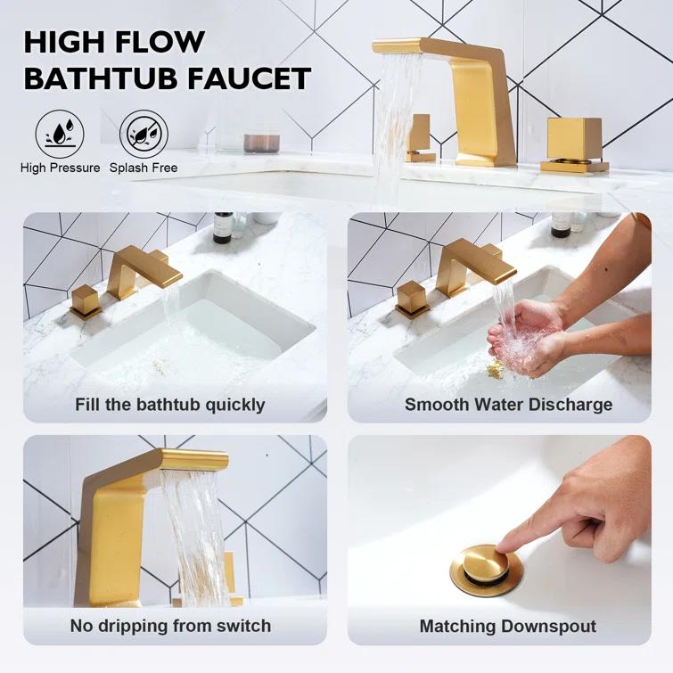 Widespread Faucet 2-Handle Bathroom Faucet with 3 Holes and Pop Drain