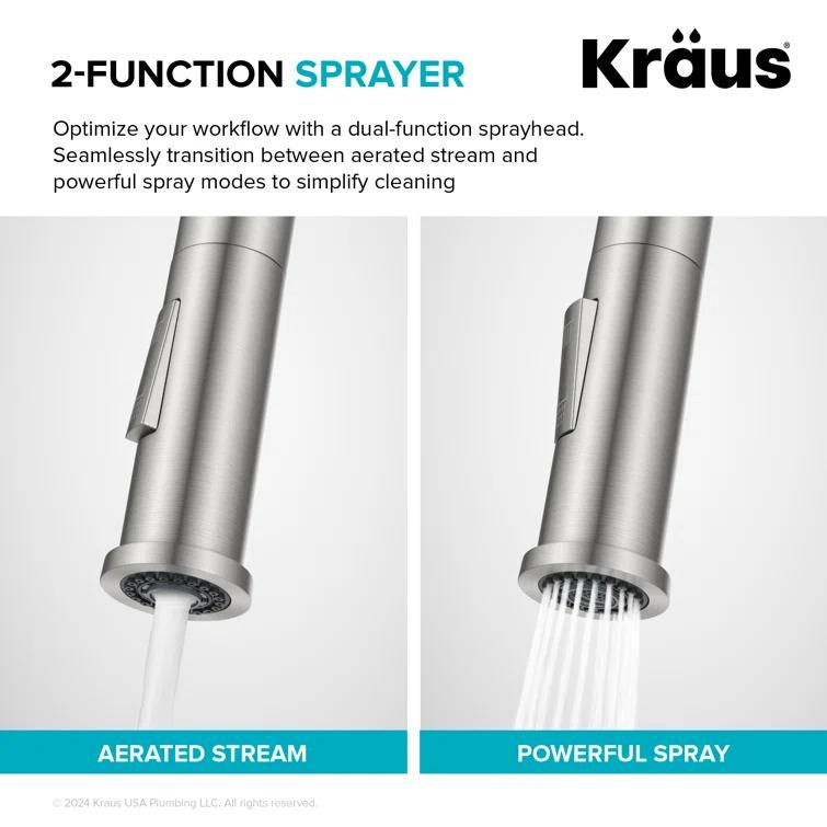 Kraus Torak 2-Function Single Handle Pull Down Kitchen Faucet