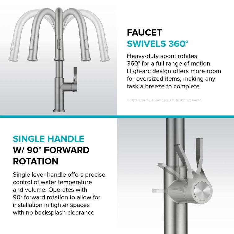 Kraus Torak 2-Function Single Handle Pull Down Kitchen Faucet
