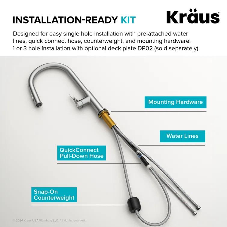Kraus Torak 2-Function Single Handle Pull Down Kitchen Faucet