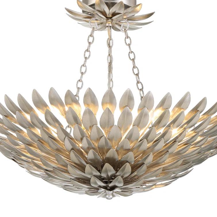 Broche 6 Light Antique Silver Ceiling Mount