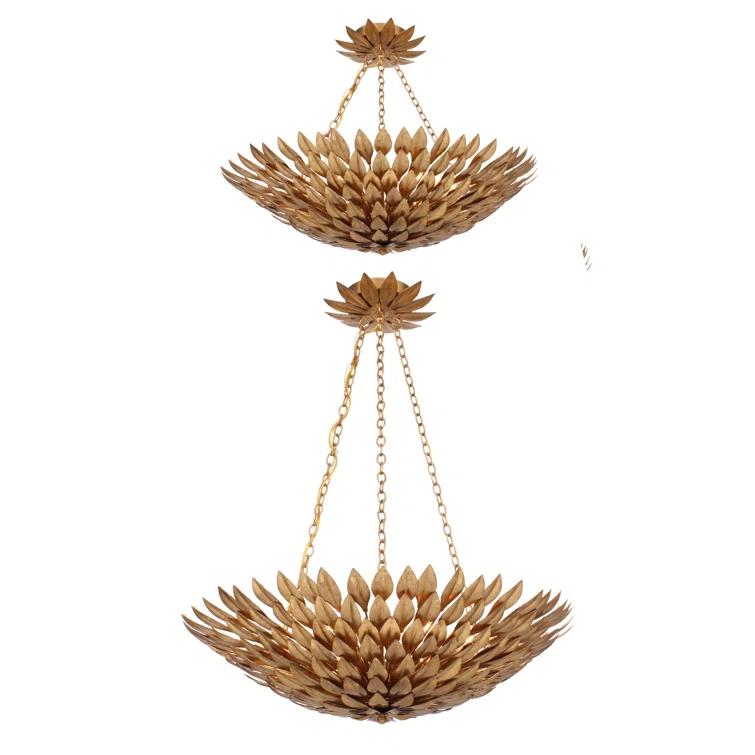 517-GA-Crystorama Lighting-Broche - Six Light Chandelier in Timeless Style - 24.5 Inches Wide by 11 Inches High-Antique Gold Finish