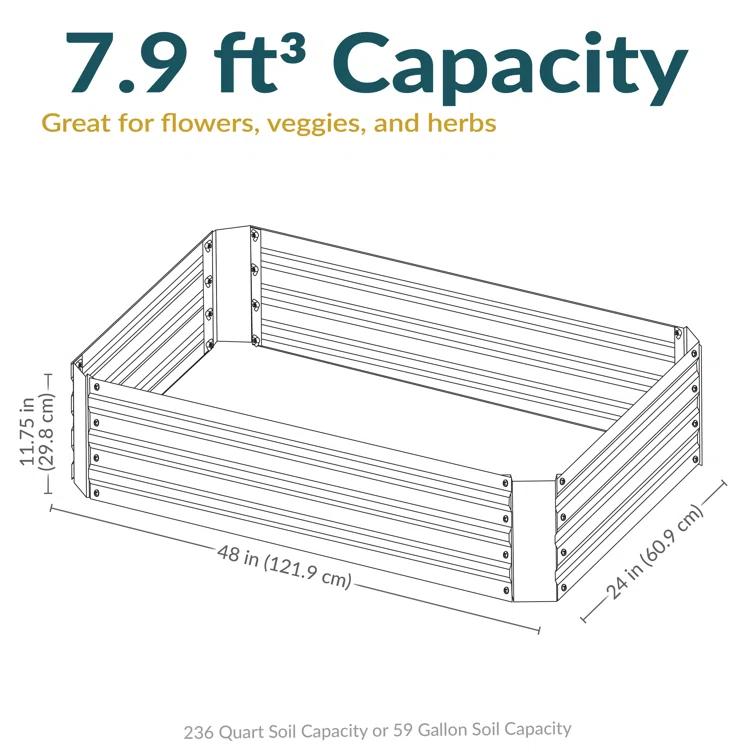 Ippolito Rectangular Galvanized Steel Raised Garden Bed