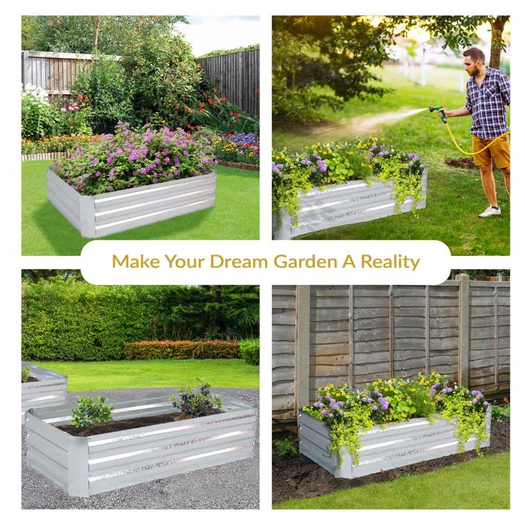 Ippolito Rectangular Galvanized Steel Raised Garden Bed