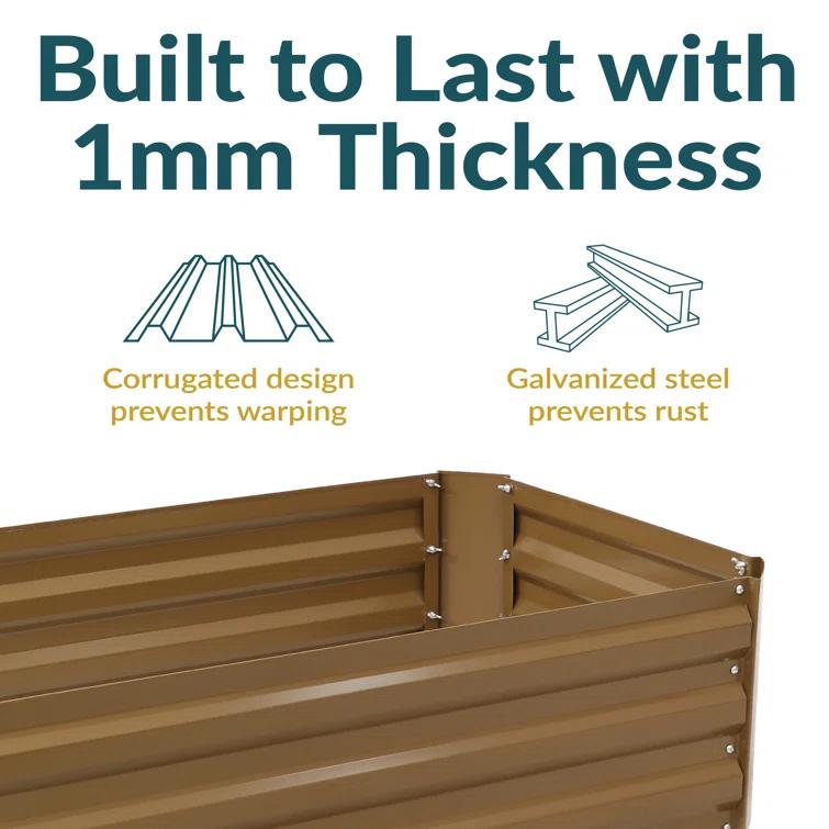 Ippolito Rectangular Galvanized Steel Raised Garden Bed