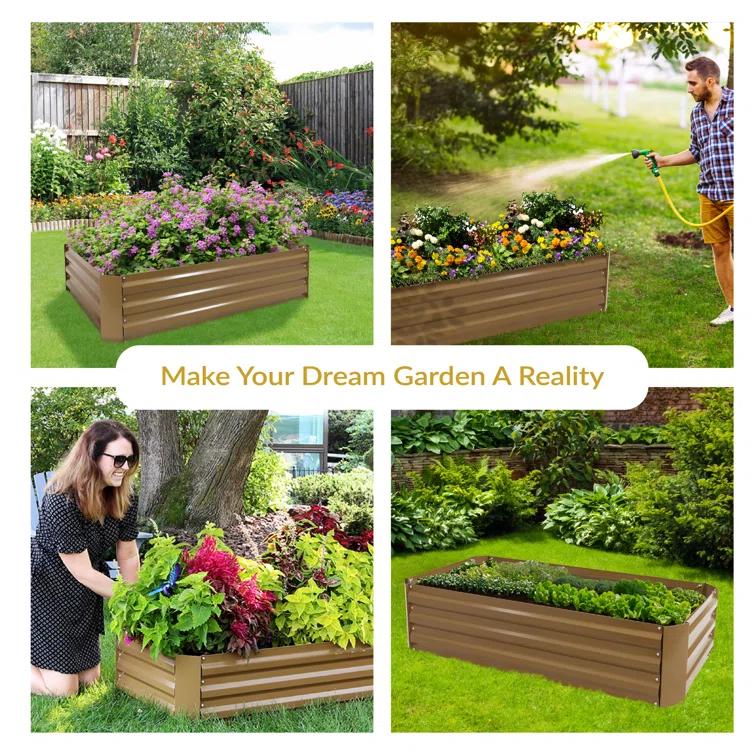 Ippolito Rectangular Galvanized Steel Raised Garden Bed