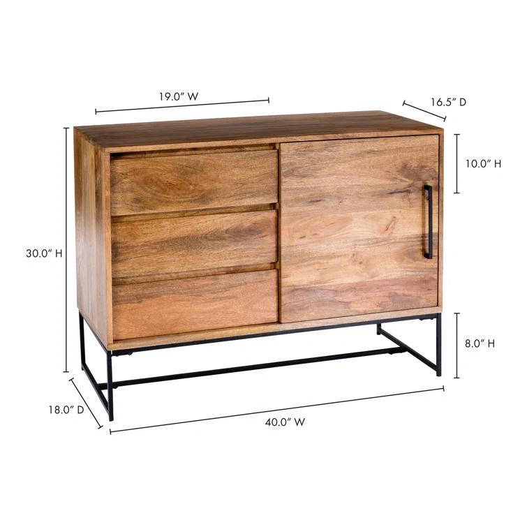 Ascent 40" Wide 3 Drawer Solid Mango Wood Server