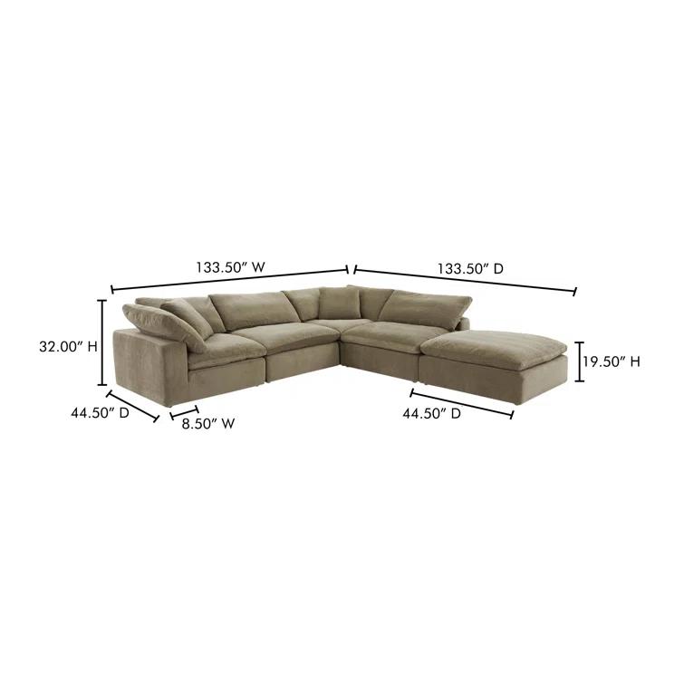Desert Sage Performance Fabric Modular Sectional with Removable Cushions