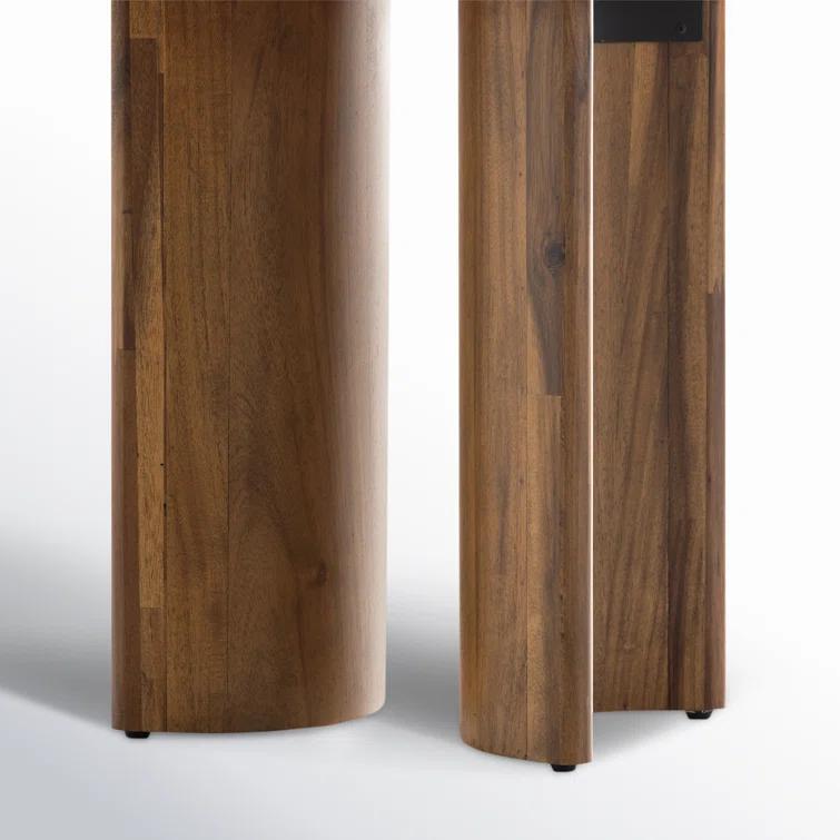Contemporary Round Brown Wood End Table