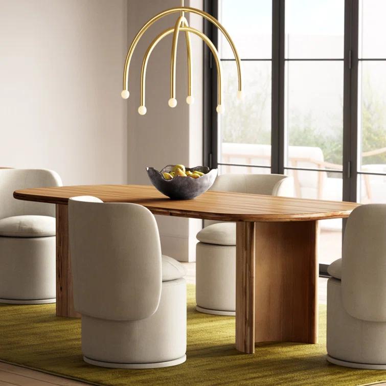 Crescent Mid-Century Modern Oval Sandy Acacia Dining Table