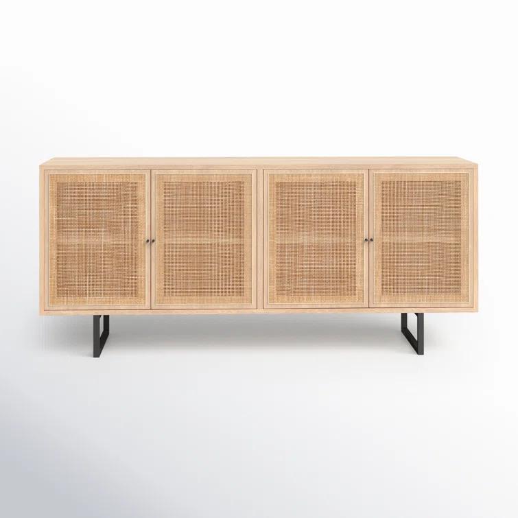 Carmel 72'' Natural Mango and Cane Sideboard with Gunmetal Legs