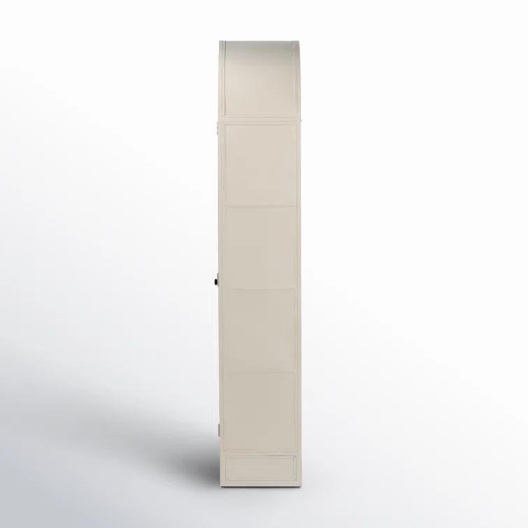 Cream Powder Coat Iron and Glass Arched Display Cabinet