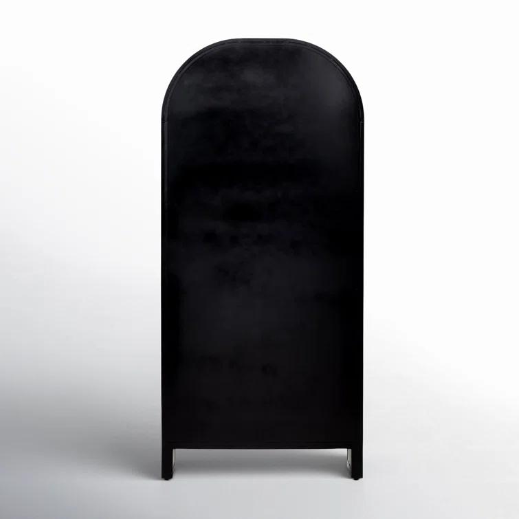 Breya Black Iron Arched Display Cabinet with Tempered Glass Doors