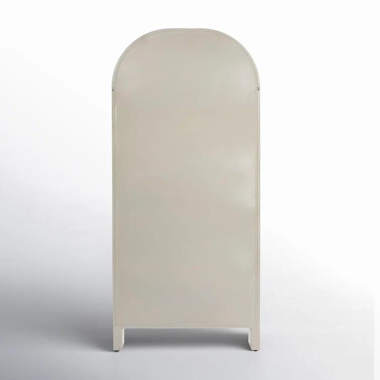 Cream Powder Coat Iron and Glass Arched Display Cabinet