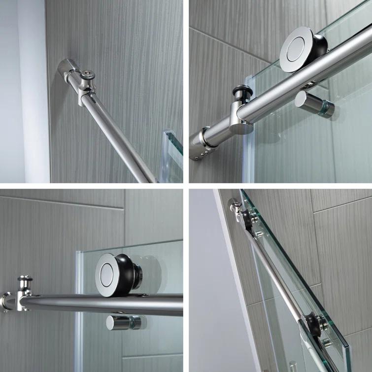 WoodBridge Frameless Single Sliding Shower Door with Soft Close System, 57.5-60" Width x 80"Height with 5/16"(8mm) Clear Tempered Glass & Reviews | Wayfair
