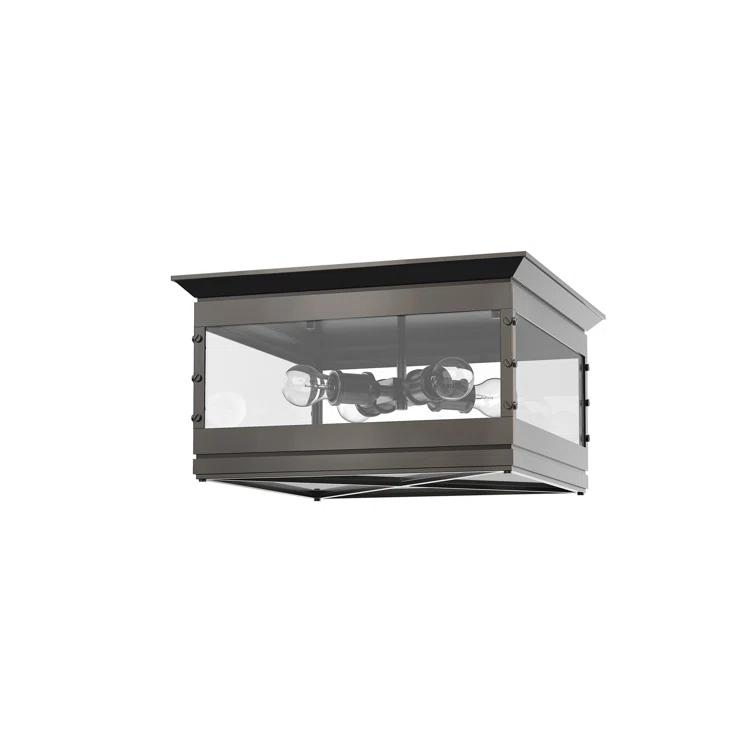 Douglas 18" Urban Bronze Glass Flush Mount Light
