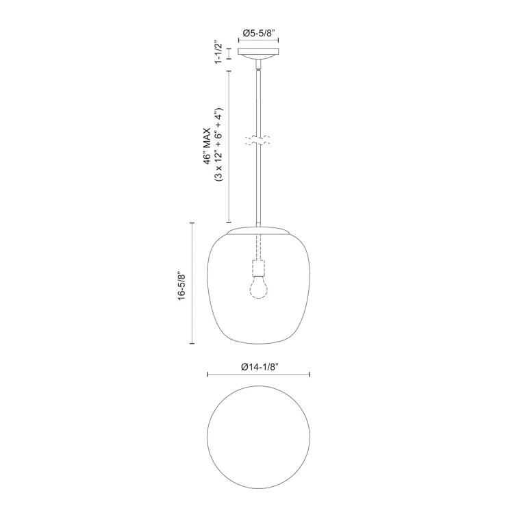 Holden Single Light Glass Steel Pendant