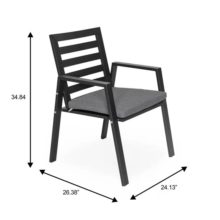7-Piece Patio Dining Set With 60" Round Aluminum Dining Table And 6 Dining Armchair
