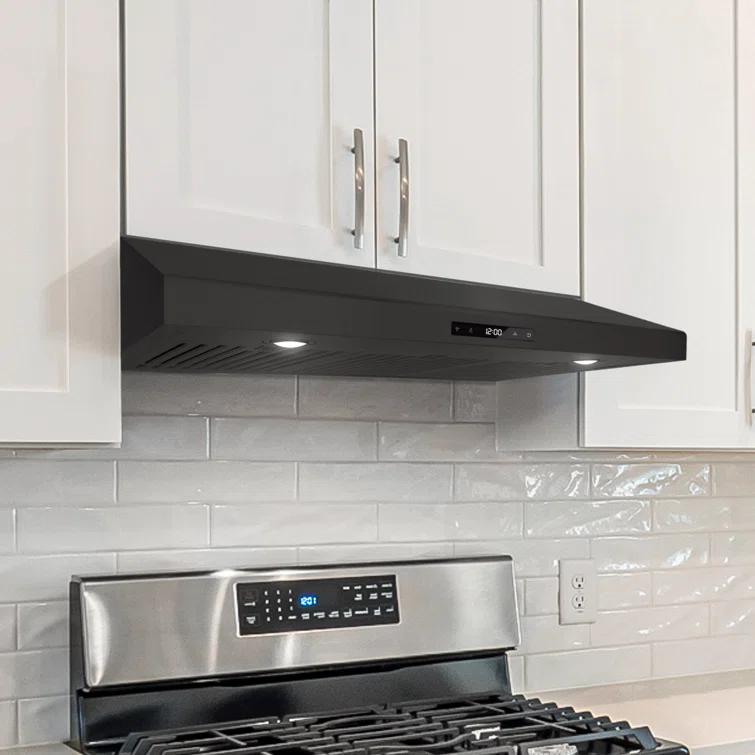 Cosmo 36 In. Haven Collection 500 Cfm Ducted Under Cabinet Range Hood, Touch Controls, Led Lights In Matte Black