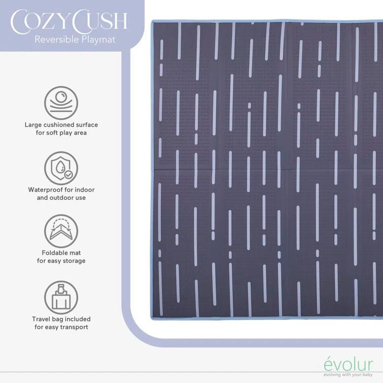 Evolur Cozycush Reversible Non-toxic Baby Kids Playmat|| Foldable Large Thick Foam Crawling Playmats For Toddlers|waterproof Portable Playmat For Babies | Yoga/picnic/game Mat|indoor/outdoor
