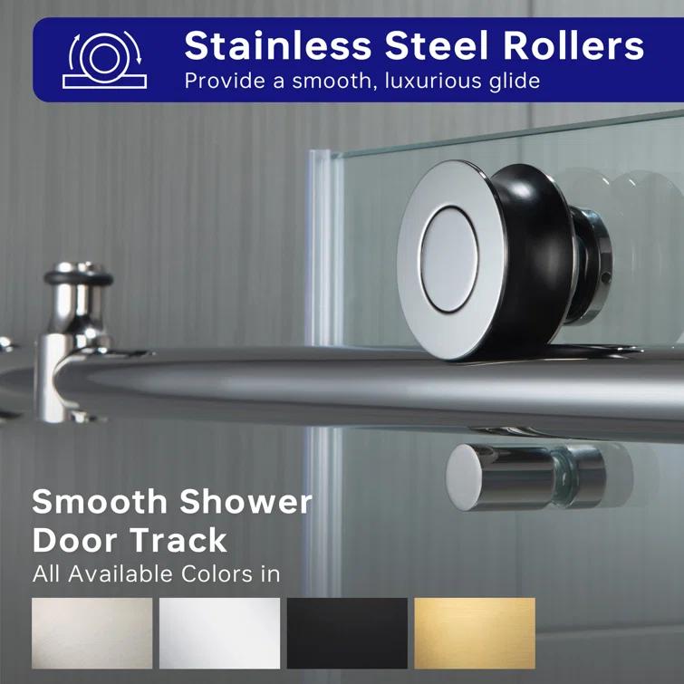 WoodBridge Frameless Single Sliding Shower Door with Soft Close System, 57.5-60" Width x 80"Height with 5/16"(8mm) Clear Tempered Glass & Reviews | Wayfair