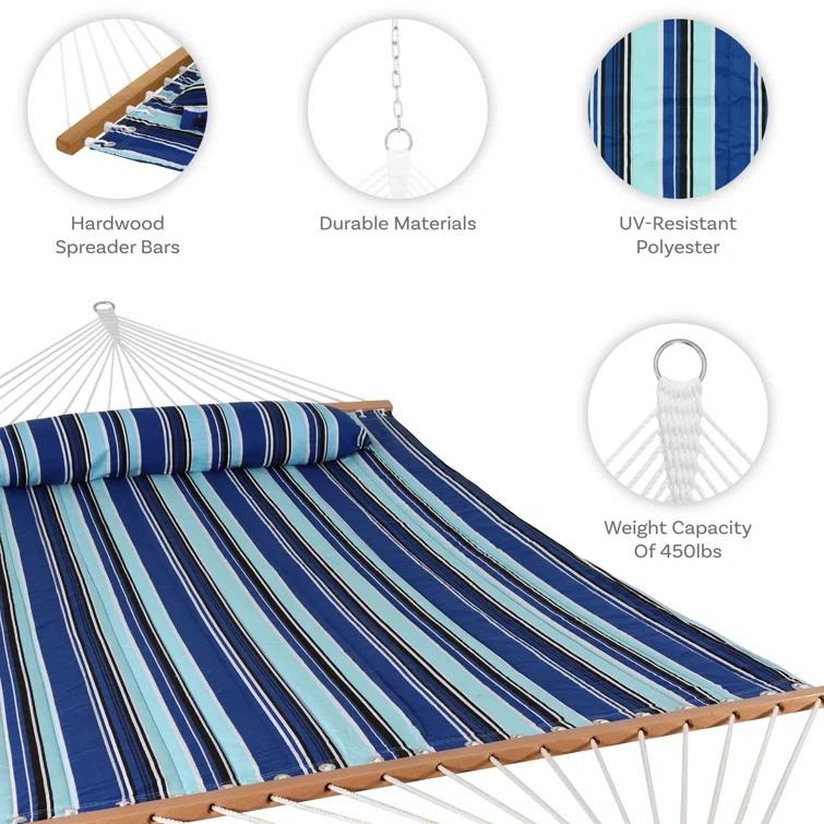 2-Person Quilted Polyester Spreader Bar Hammock