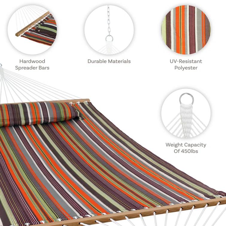2-Person Quilted Polyester Spreader Bar Hammock