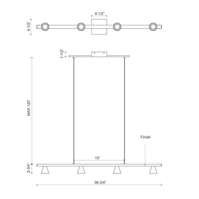 Dune Series Brushed Nickel Linear LED Pendant Light