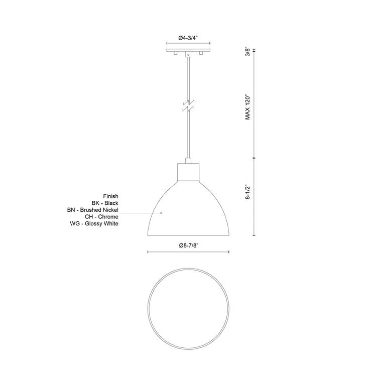 1 - Light Black LED Single Pendant