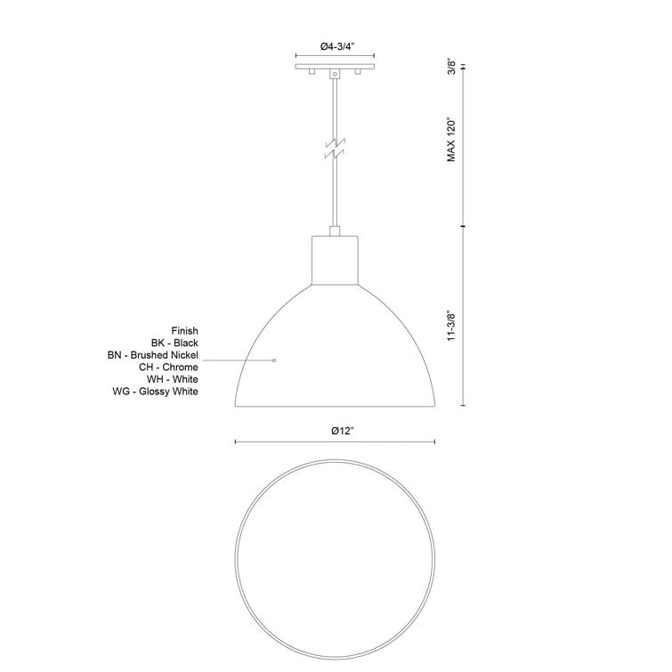 1 - Light Black LED Single Pendant