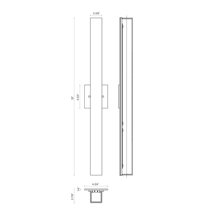 Melville 32" Chrome Opal Glass LED Wall Sconce, Dimmable